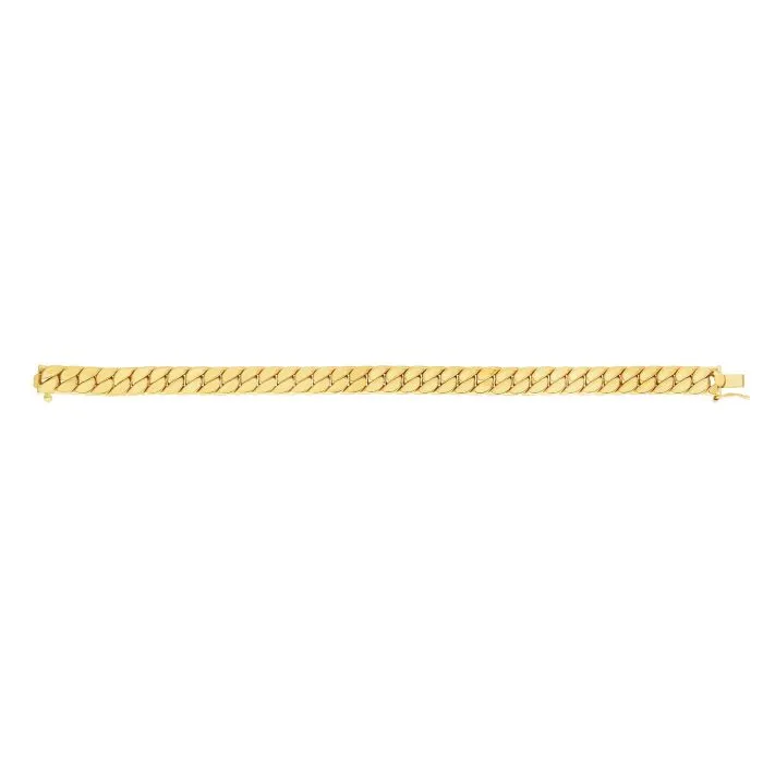 14K Yellow Gold Maschio Skinny Mens Modern Curb Bracelet - 8