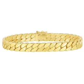 14K Yellow Gold Maschio Skinny Mens Modern Curb Bracelet - 8