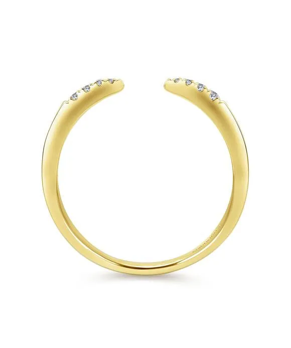 14K Yellow Gold Open Diamond Tipped Stackable Ring