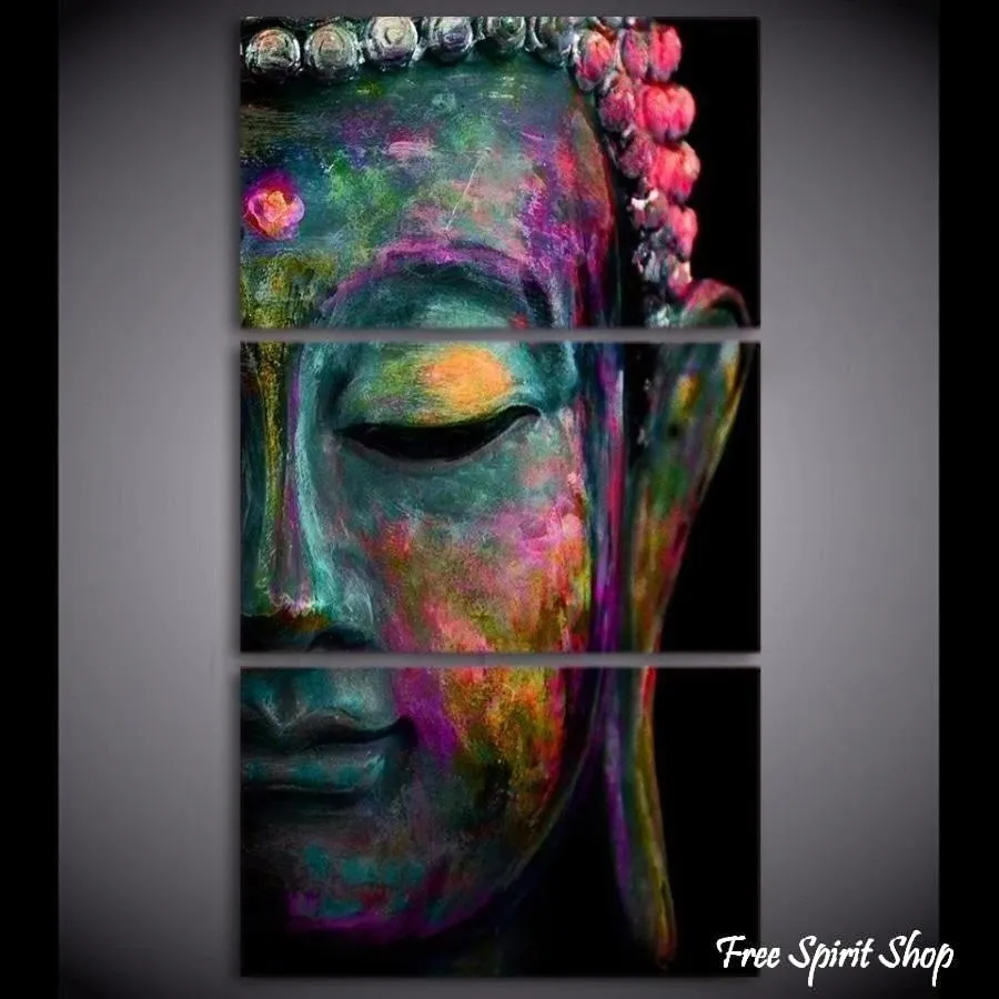 3 Piece Feng Shui Multi-Color Buddha Painting Canvas