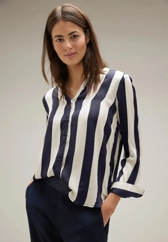 344152- Satin Stripe Blouse- Lucid White- Street One