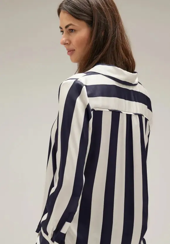 344152- Satin Stripe Blouse- Lucid White- Street One