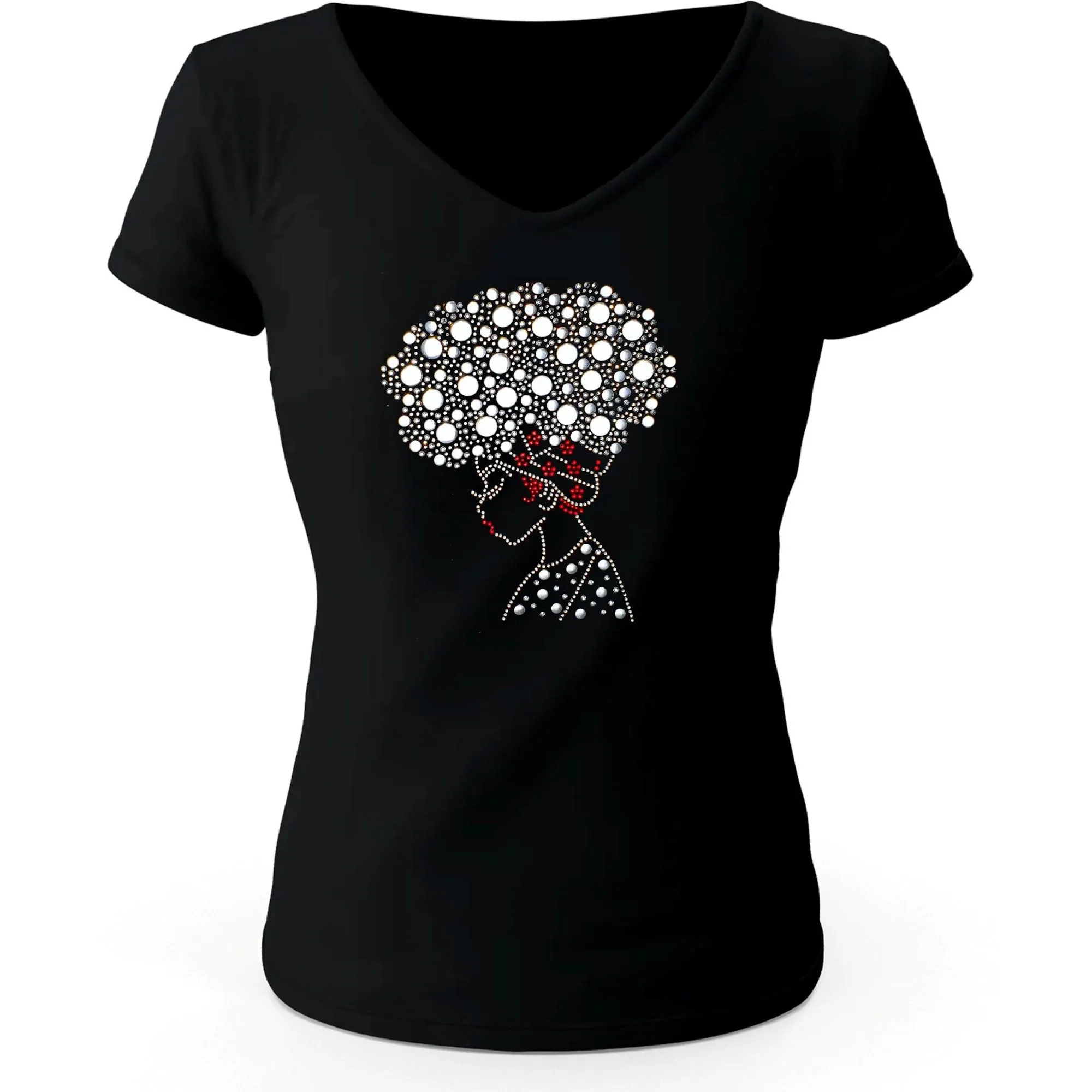 Asha Rhinestone Studded Afro Girl T-Shirt