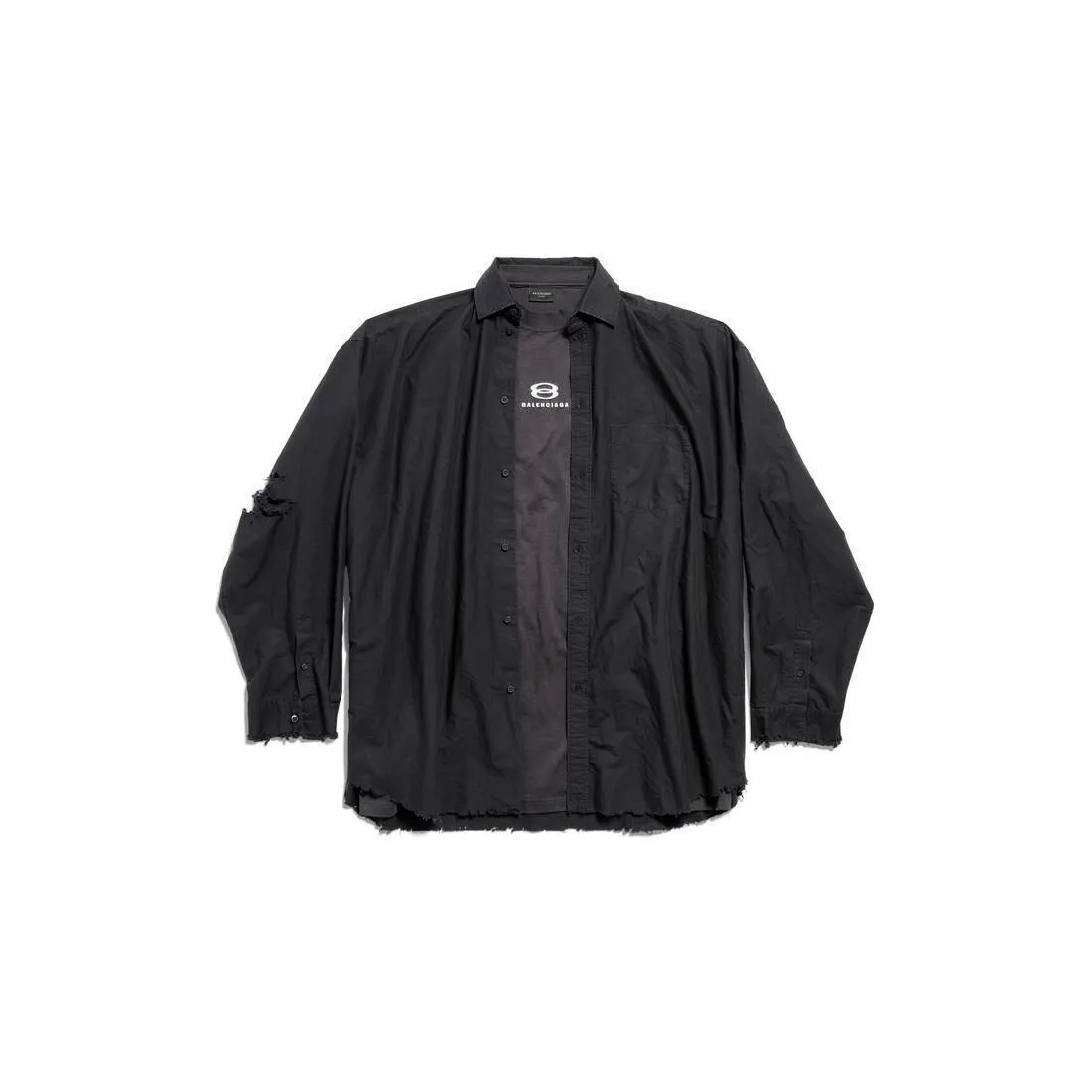 BALENCIAGA  |Men's Unity Sports Icon Layered Shirt Oversized in Black