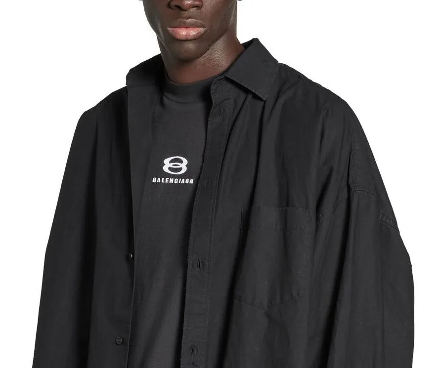 BALENCIAGA  |Men's Unity Sports Icon Layered Shirt Oversized in Black