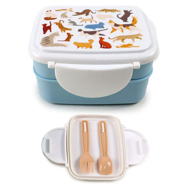 Bento Clip Lock Lunch Box with Cutlery - Feline Fine Cats LBOX106