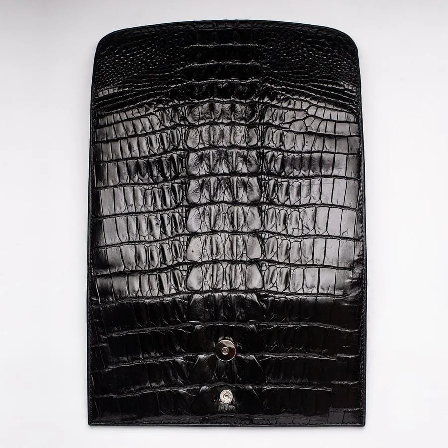 Black Genuine Crocodile Big Tail Skin Womens Wallet