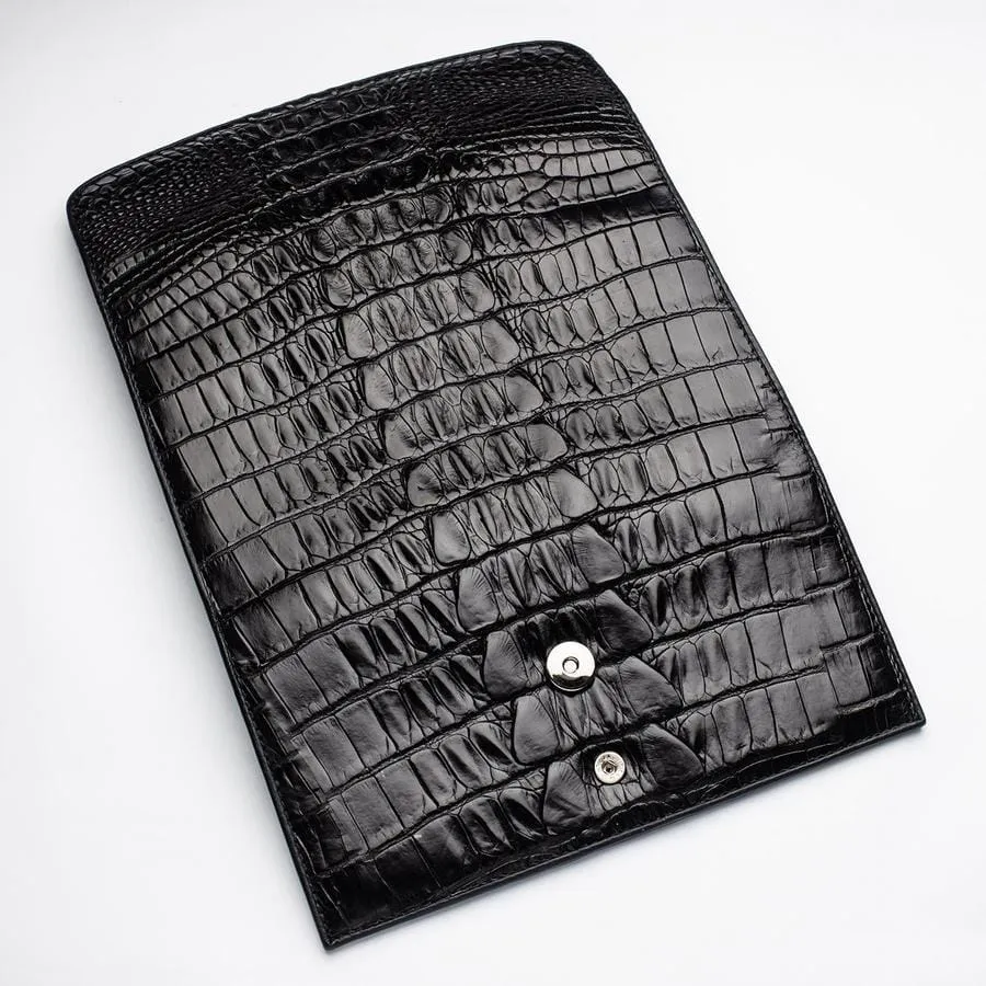 Black Genuine Crocodile Big Tail Skin Womens Wallet