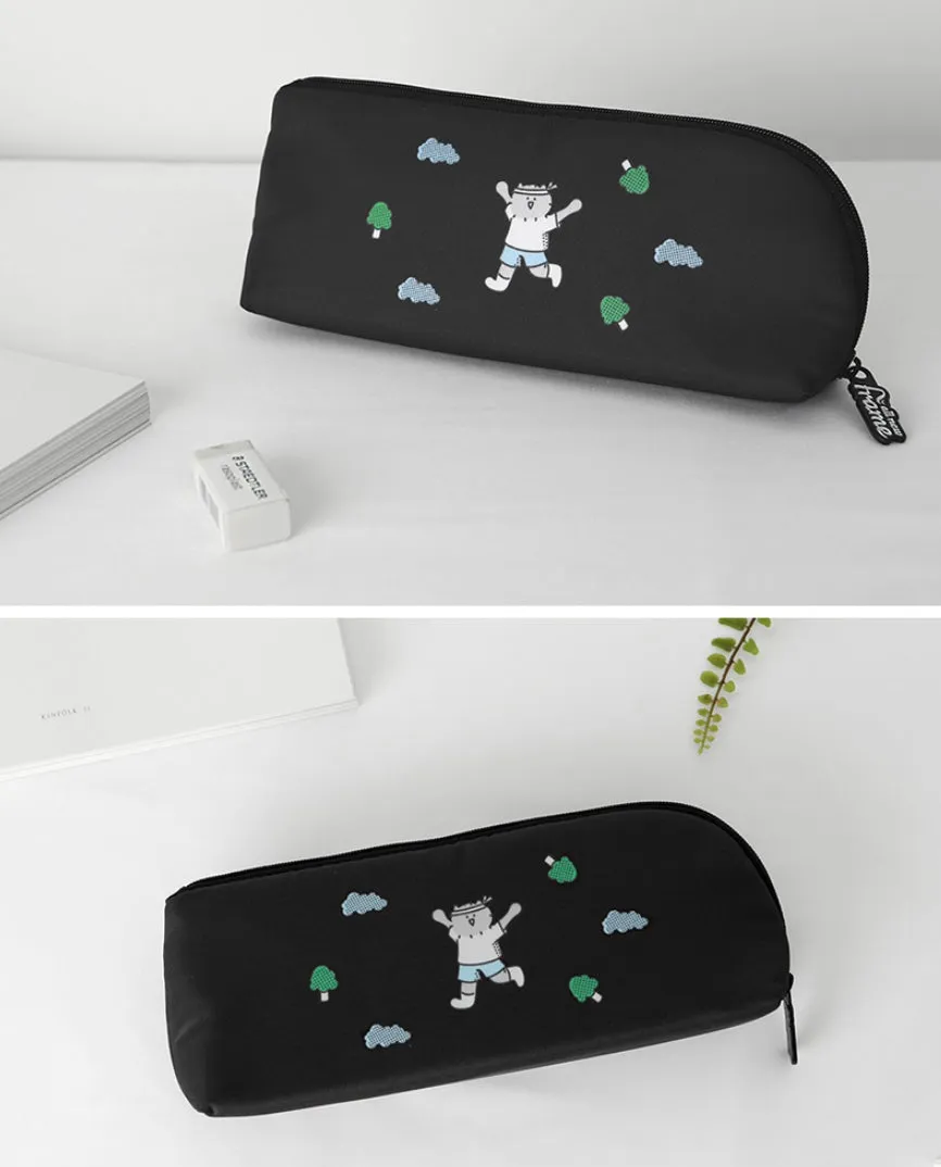 Black Marathon Graphic Pencil Cases Stationery Zipper School 19cm Office Cosmetics Pouches Artists Designer Prints Gifts Bags Pu