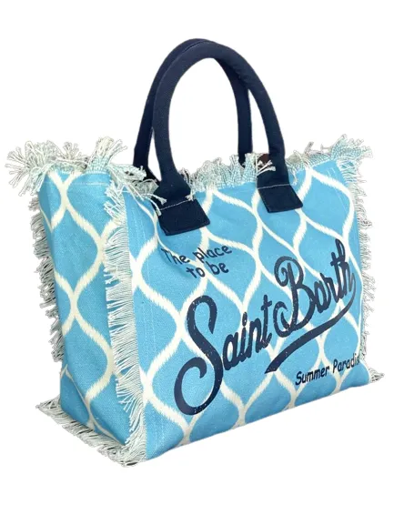 BORSA IN CANVAS FANTASIA ROMBI AZZURRA