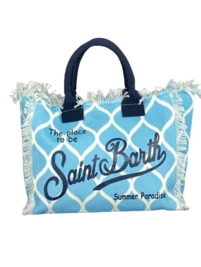 BORSA IN CANVAS FANTASIA ROMBI AZZURRA