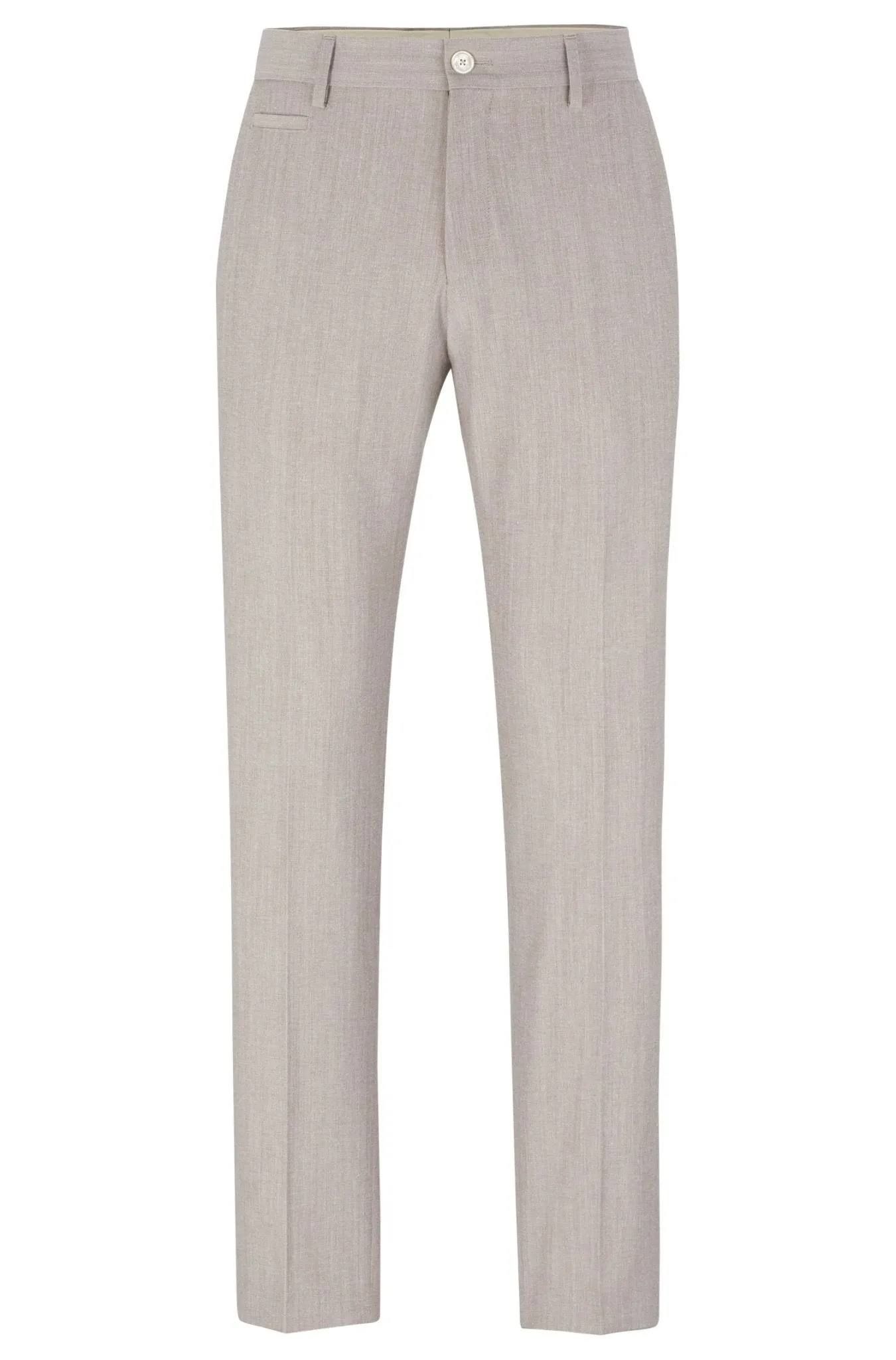 BOSS Pantalon Business Beige en coton mélangé