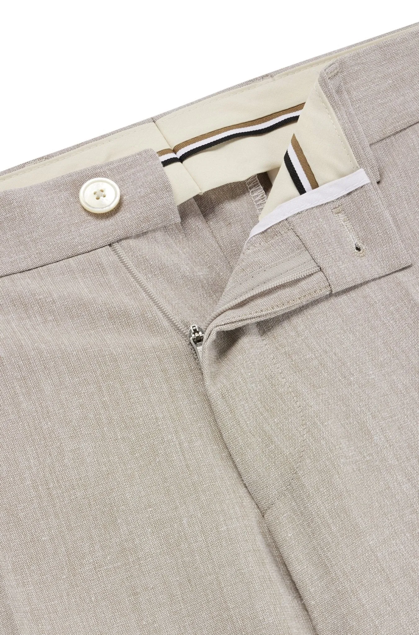 BOSS Pantalon Business Beige en coton mélangé