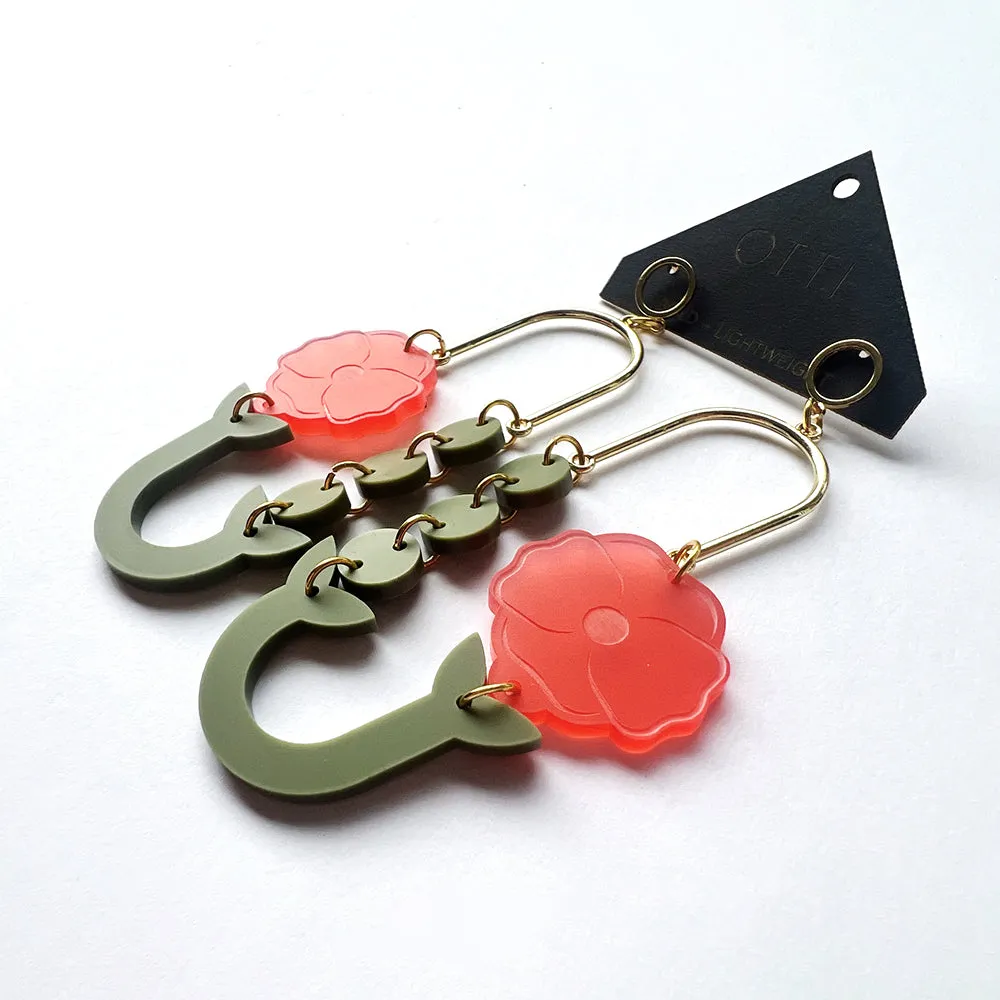 Botanical-Inspired Lightweight Acrylic Earring: Poppy Loop