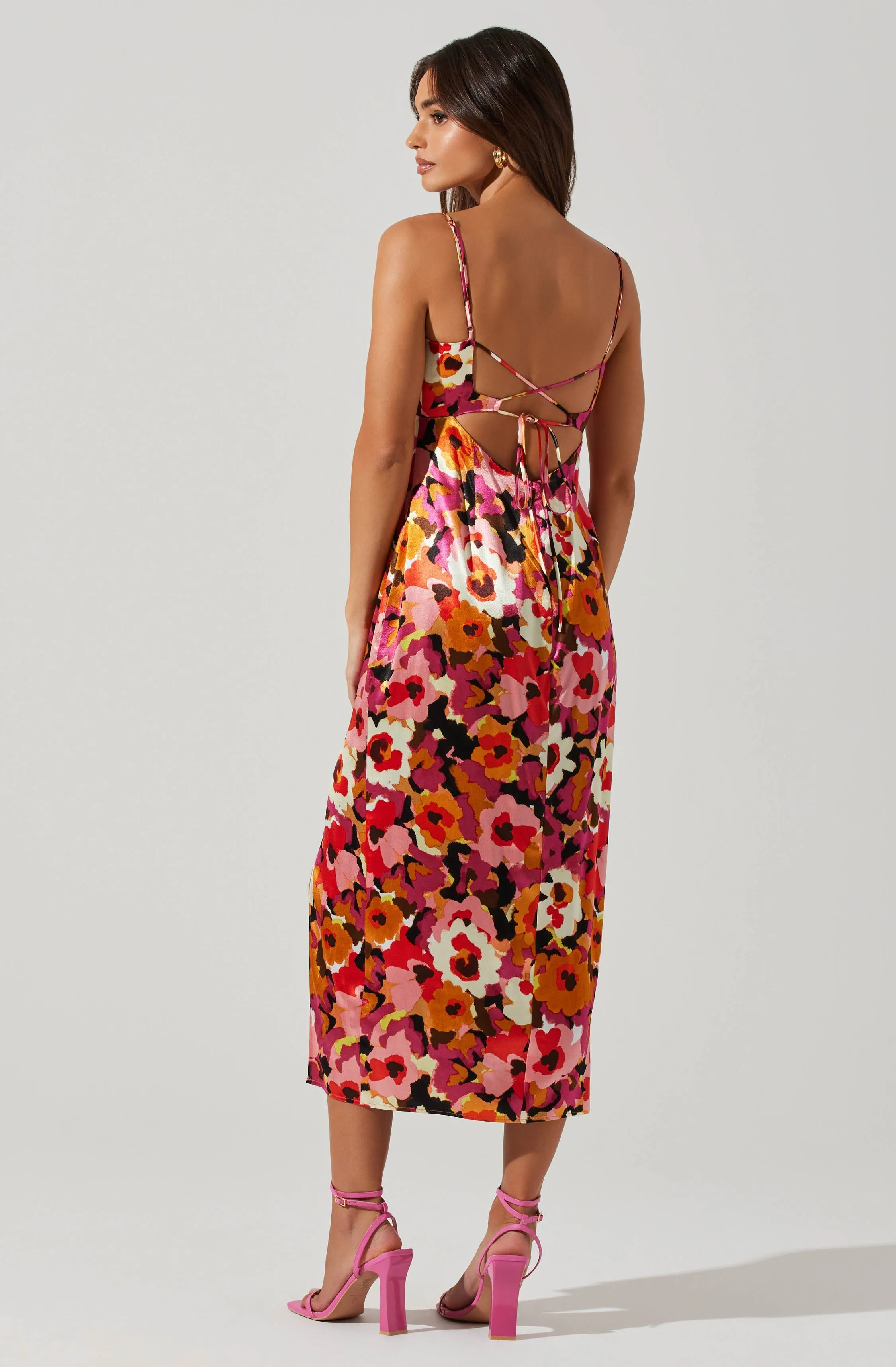 Chelsi Floral Satin Midi Dress