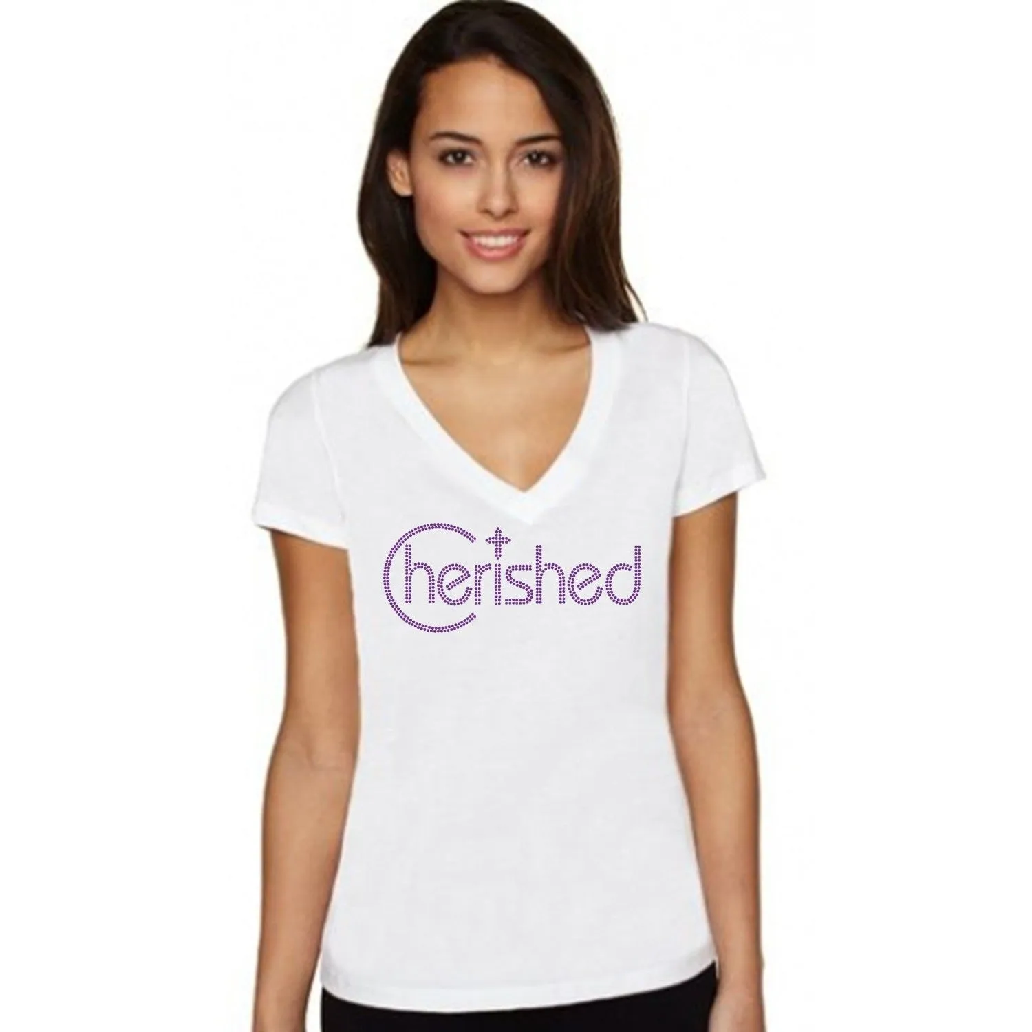 Cherished Rhinestone Self Expression T Shirt