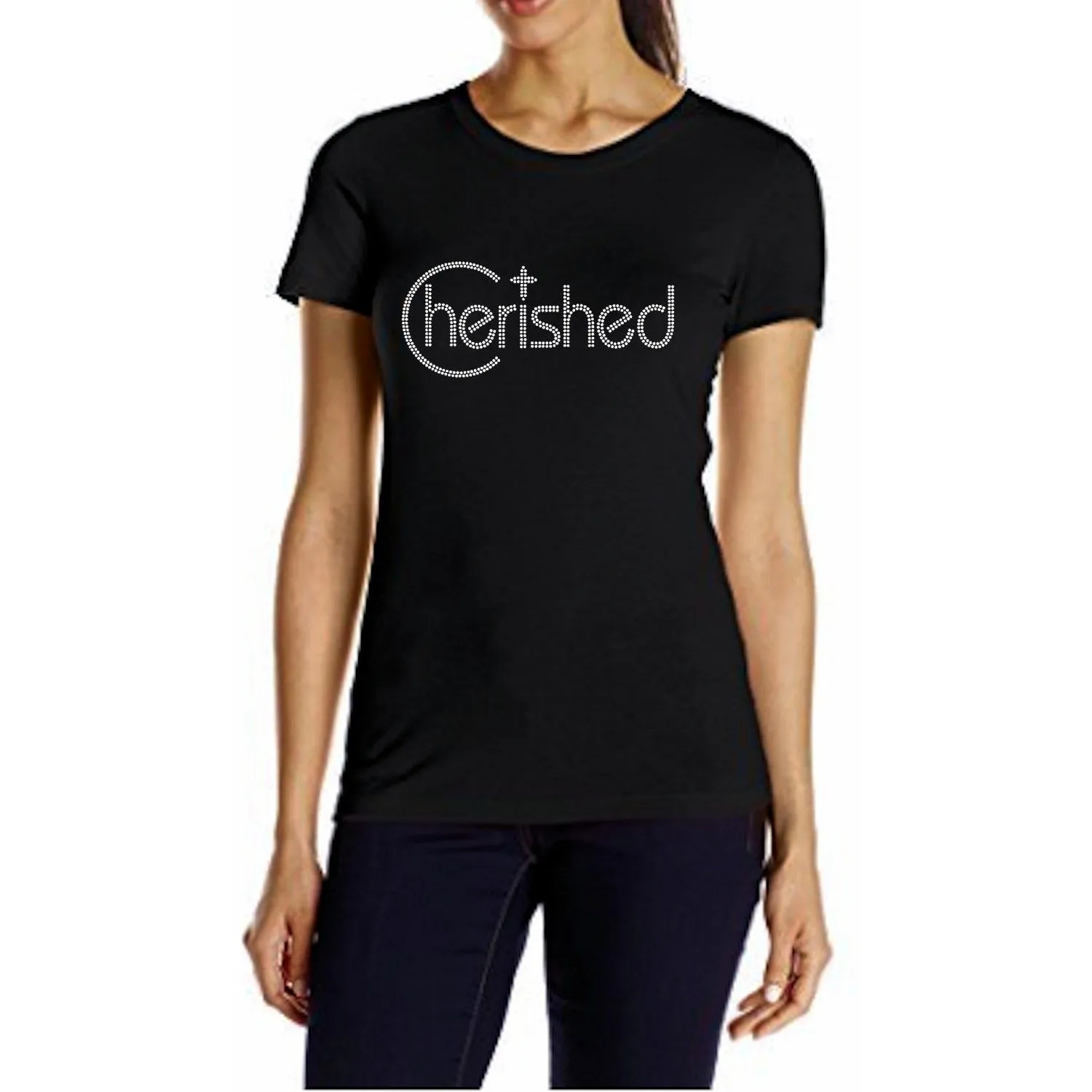 Cherished Rhinestone Self Expression T Shirt