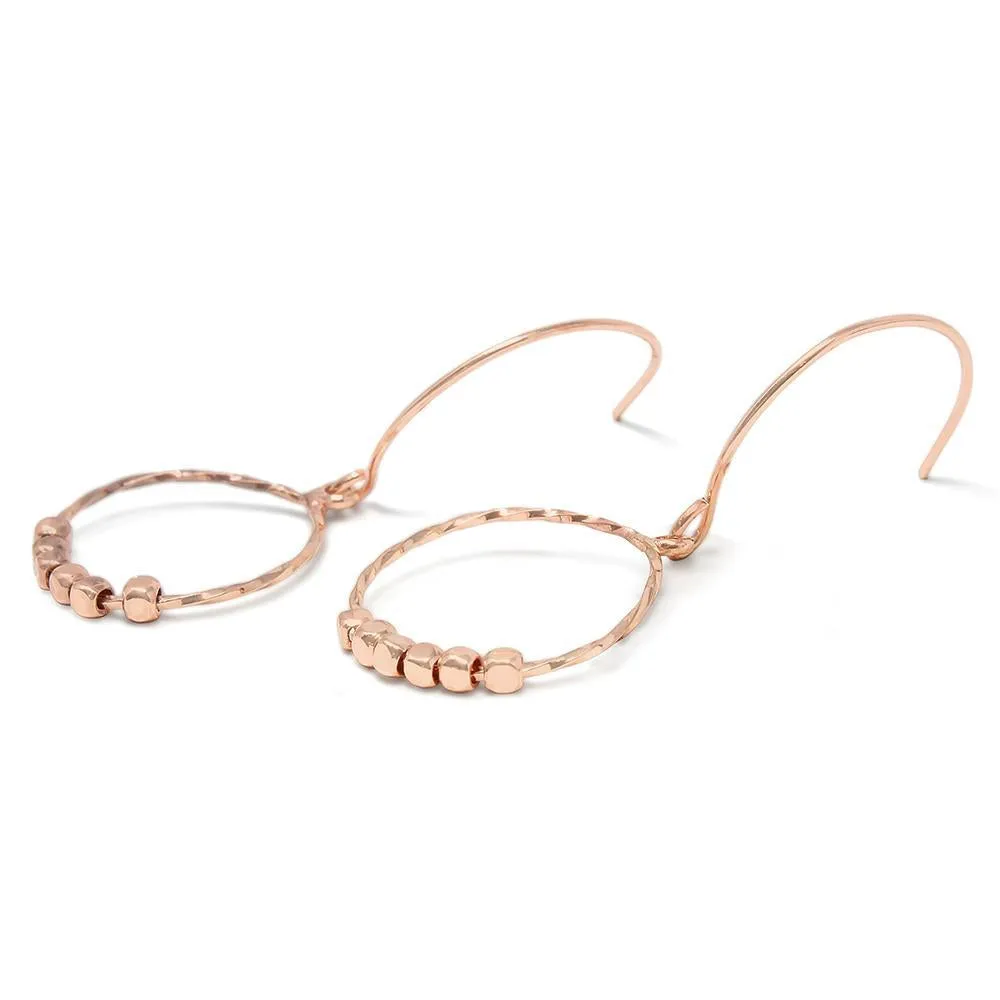 Circle Drop Earrings Rose Gold Tone