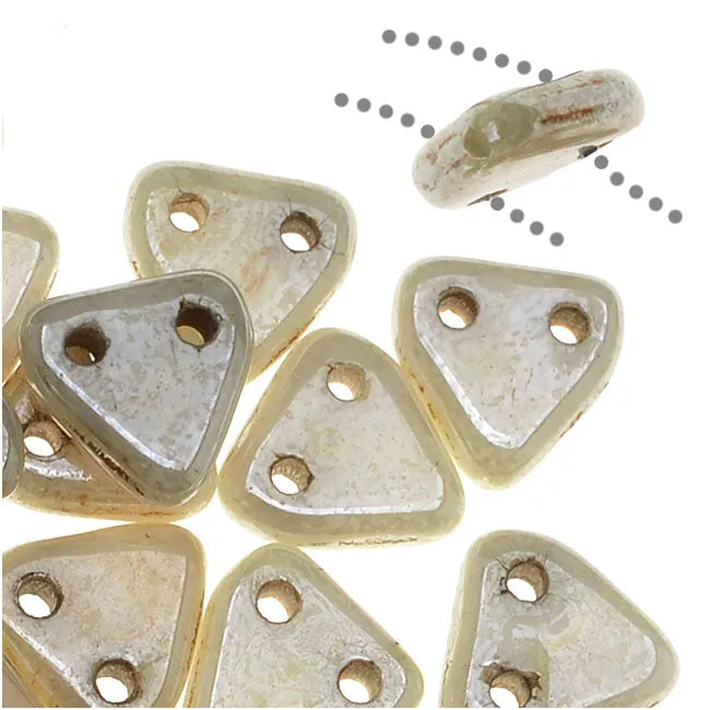 CzechMates 2-Hole Triangle Beads 6mm - Opaque Luster Picasso (2.5 Tube)