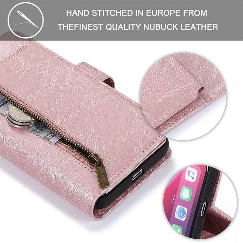 Detachable Flip Folio Zipper Purse Phone Case for iPhone XR