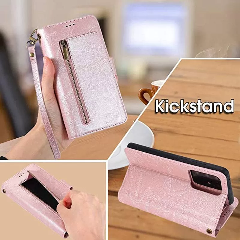 Detachable Flip Folio Zipper Purse Phone Case for Samsung