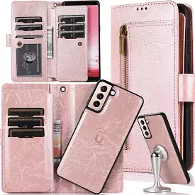 Detachable Flip Zipper Purse Phone Case For Samsung S21 Series