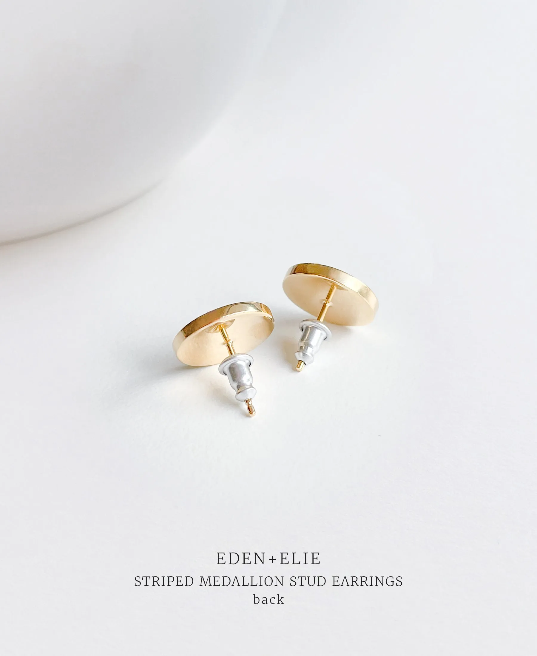 EDEN + ELIE Striped Medallion stud earrings - Lovebird