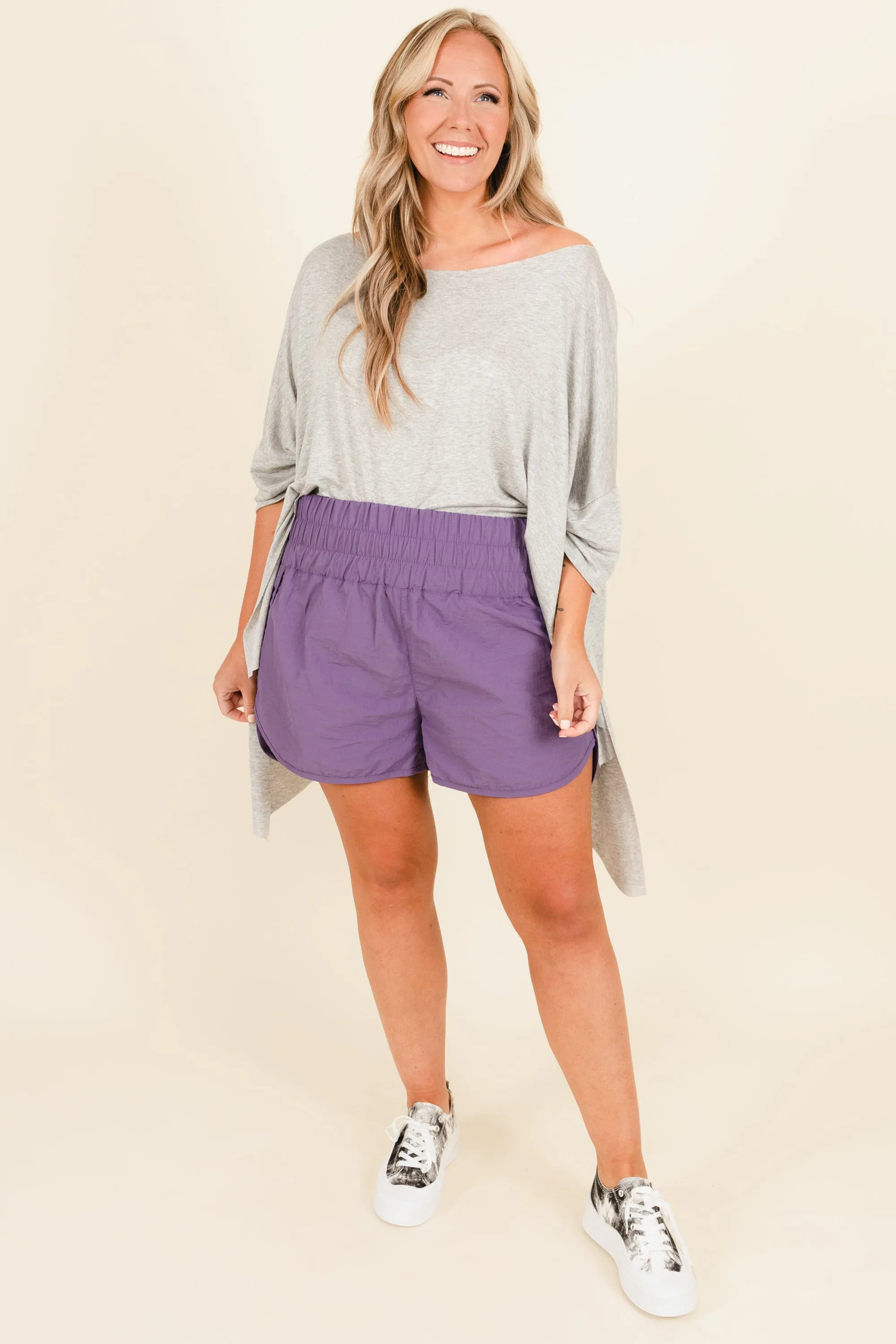 Feeling Motivated Shorts, Lilac Grey