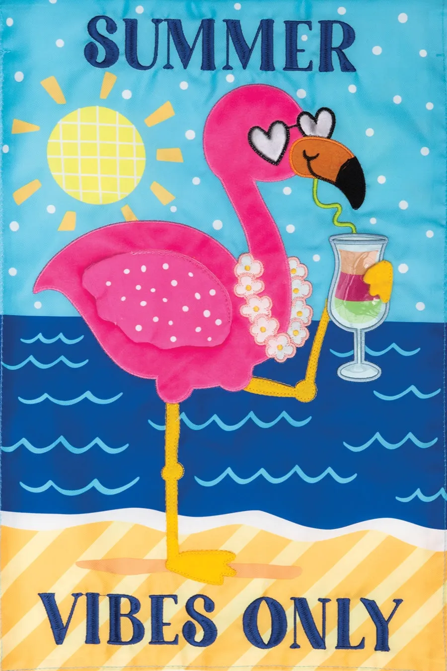 Flamingo Vibes Applique Garden Flag