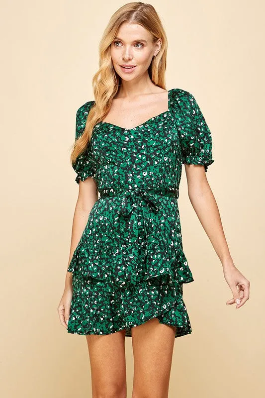 Floral Printed Sweetheart Neckline Dress