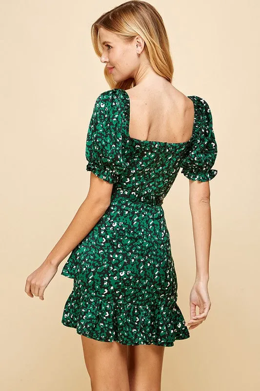 Floral Printed Sweetheart Neckline Dress