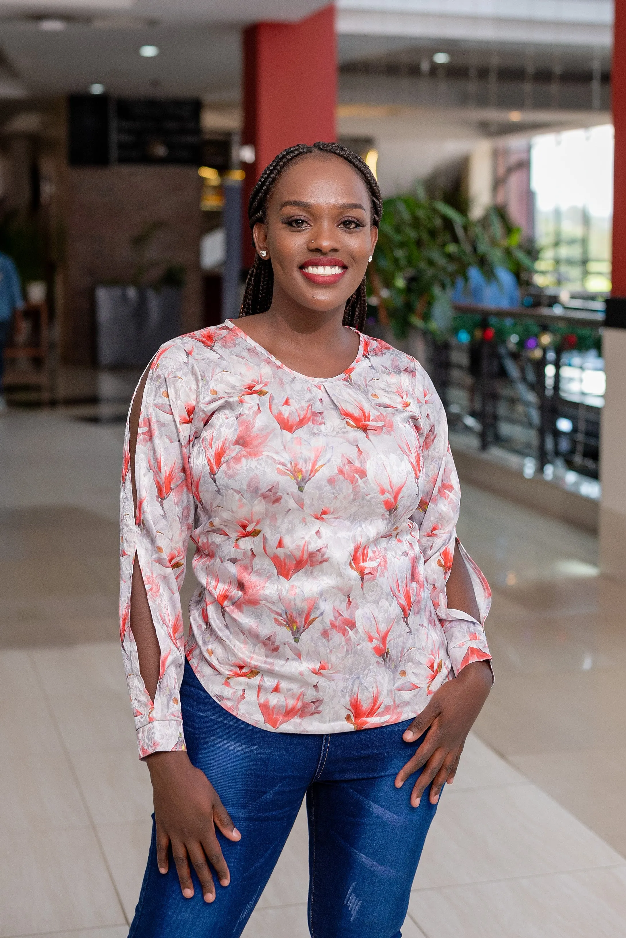 Floral silk top