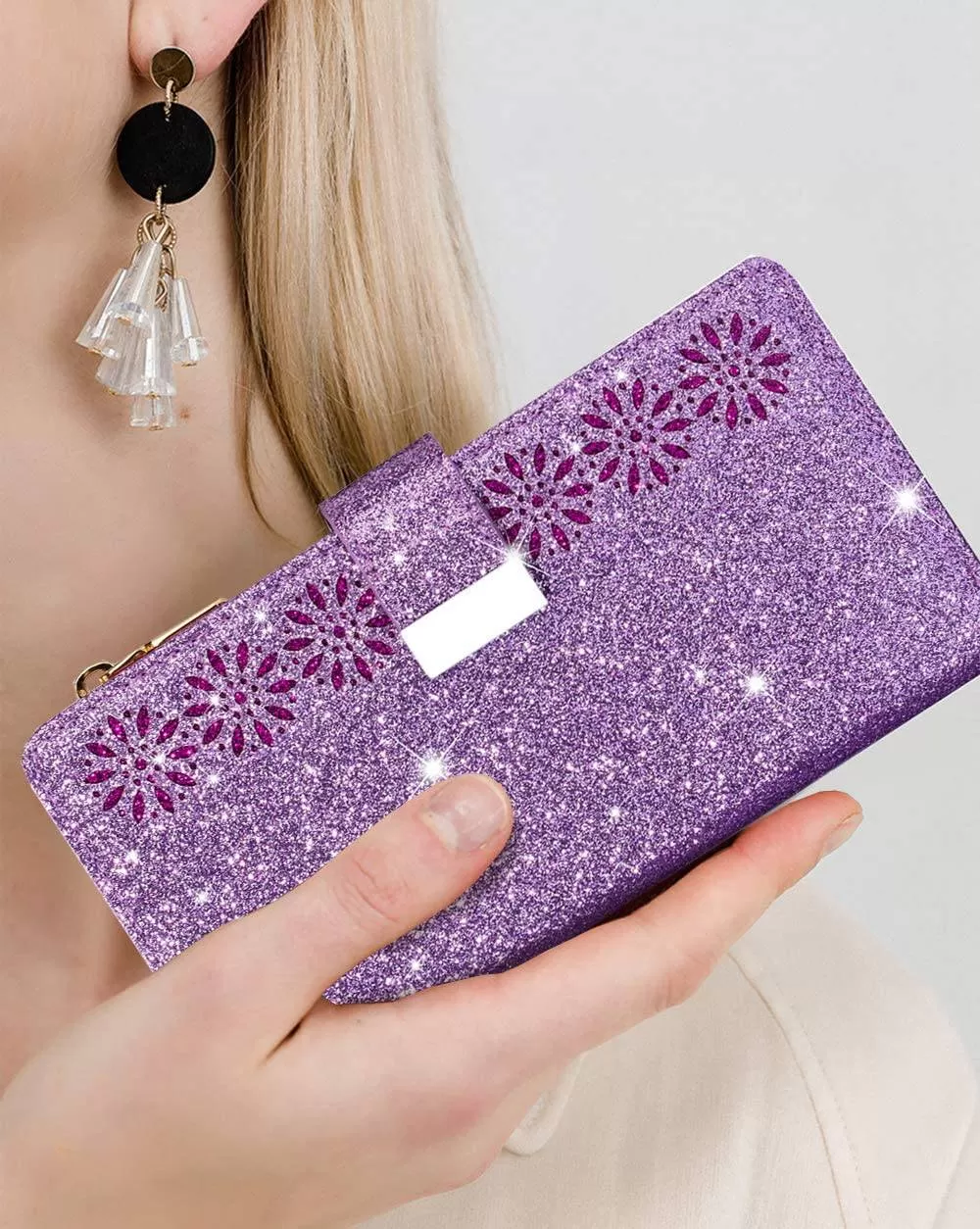 Glitter Sparkly Girly Bling Leather Flip Cover For Samsung S Series