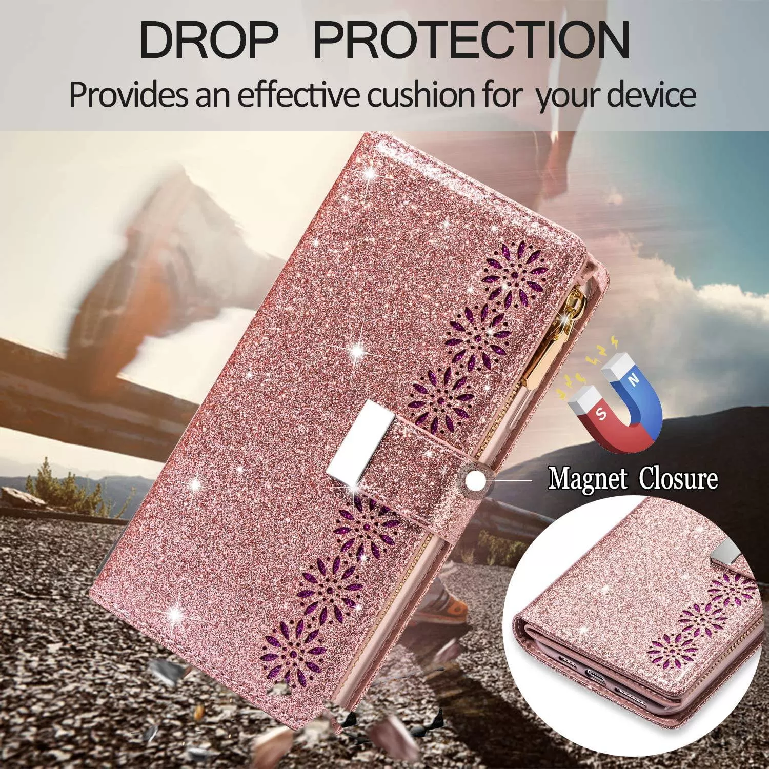 Glitter Sparkly Girly Bling Leather Flip Cover For Samsung S Series