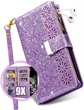 Glitter Sparkly Girly Bling Leather Flip Cover For Samsung S Series