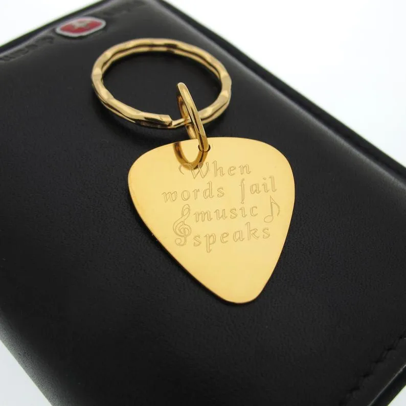 Gold Guitar Pick - Musician Personalized Gift