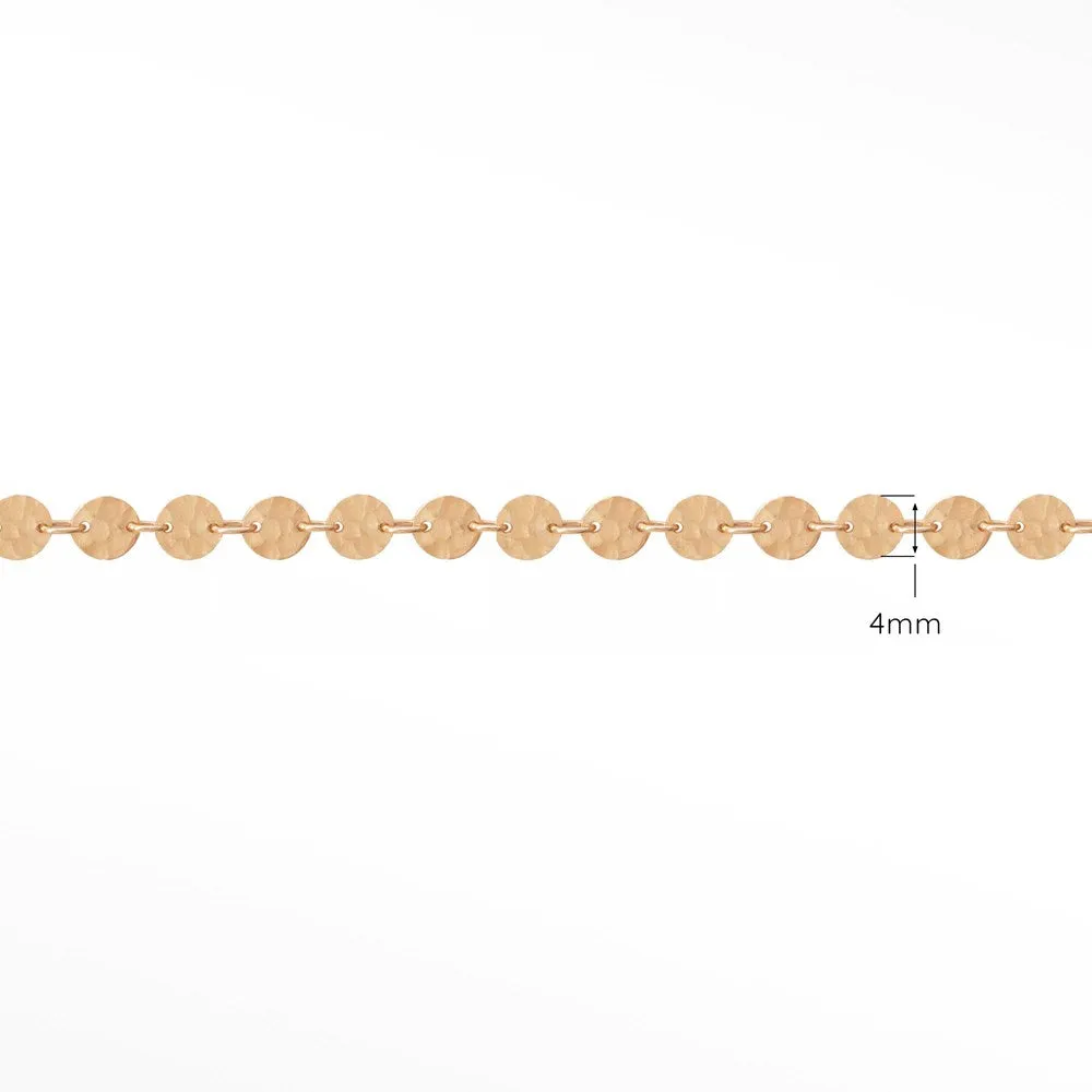 Hammer Round 4mm 14k Rose Gold Chain Designer Line for Permanent Jewelry Sold by the inch