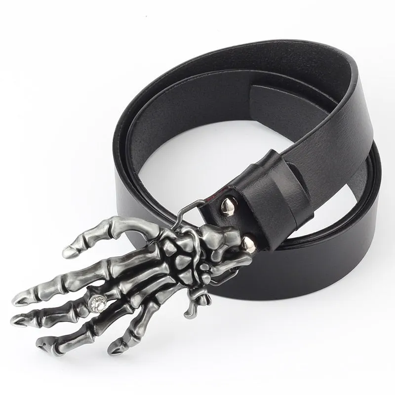 Handmade Men's Heavy Metal Hexagonal Skeleton Hand Waistband Buckle