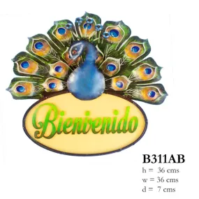 Handmade Metal Art Bienvenidos sign wall hanging