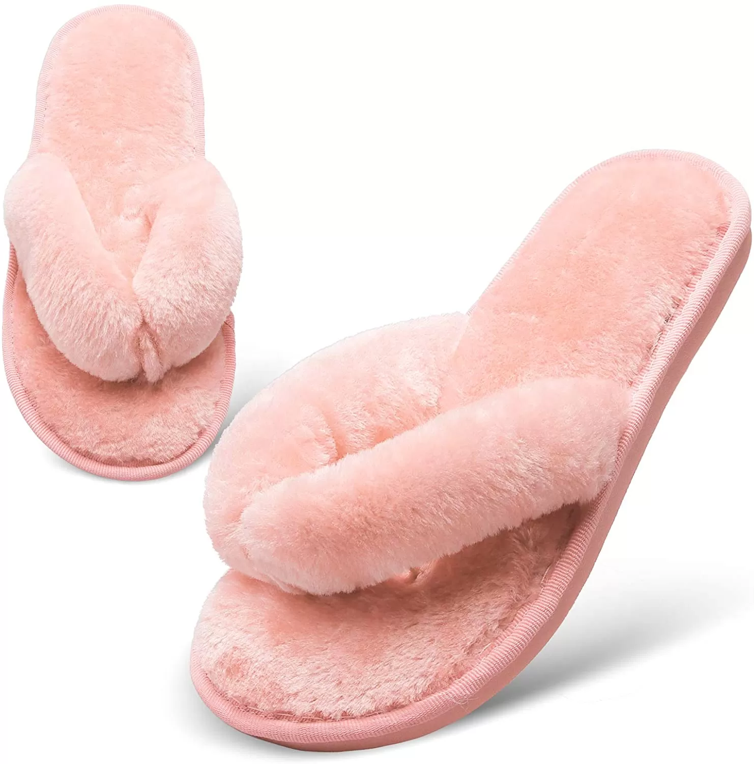 Haute Edition Women's Fuzzy Flip Flop Thong Style Cozy Slipper