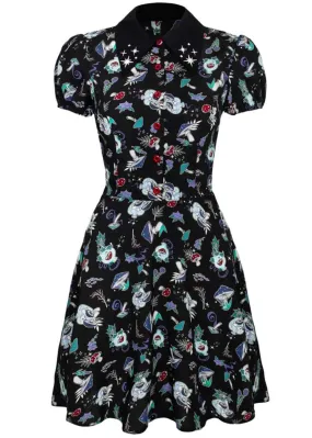 Hell Bunny Amanita Mushroom 60's Short Dress Black