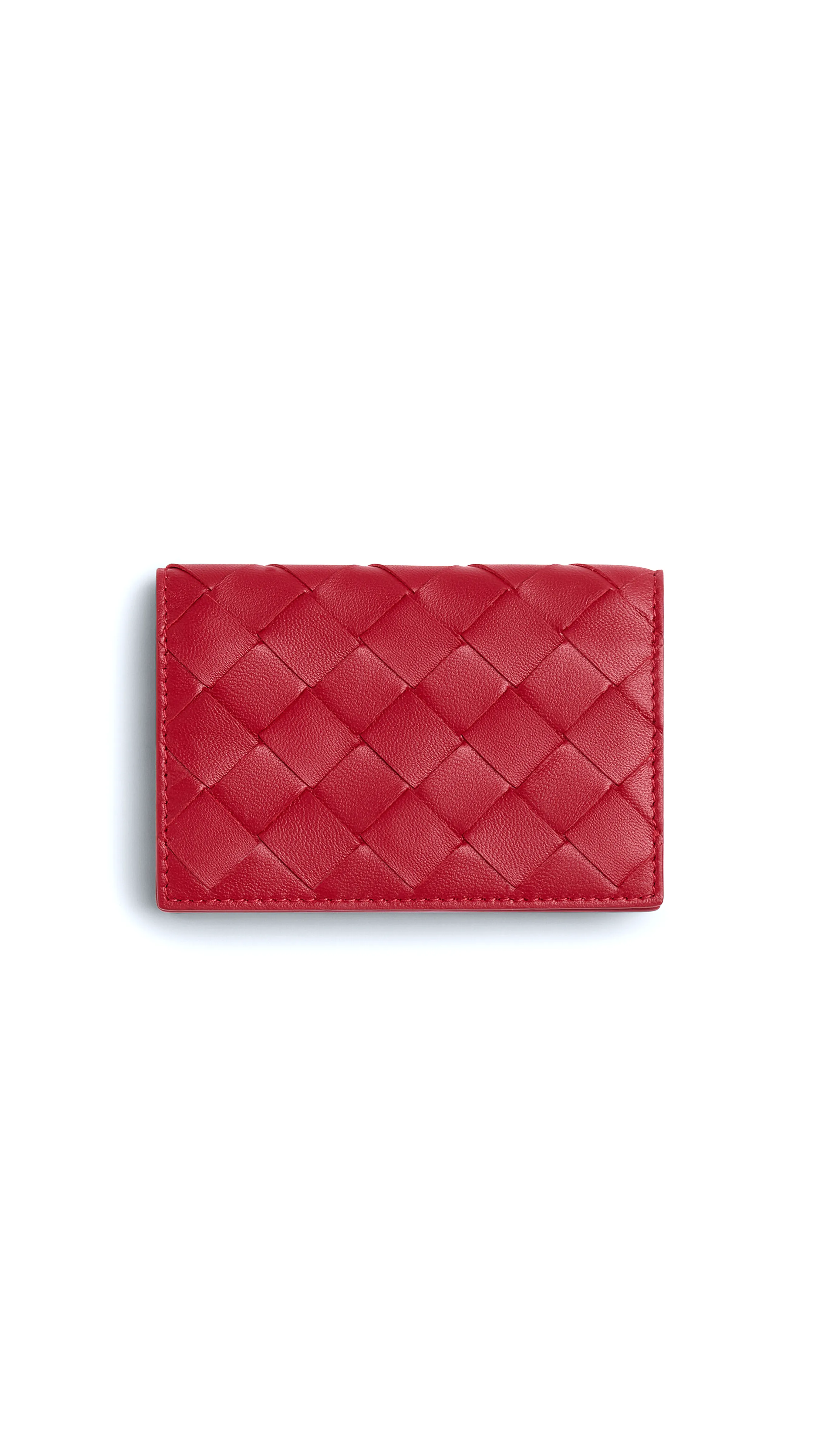 Intrecciato Business Card Case - Red