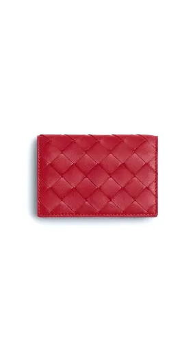 Intrecciato Business Card Case - Red