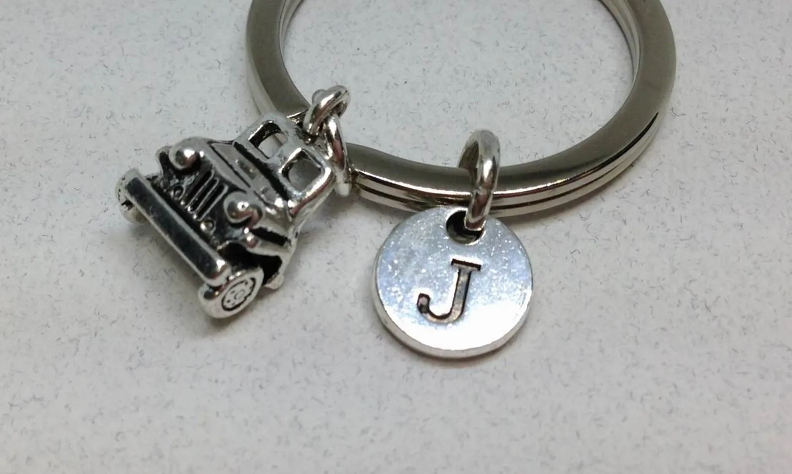 Jeep Initial Charm Key Chain