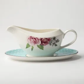 JENNA CLIFFORD - Wavy Rose Gravy Boat With Saucer