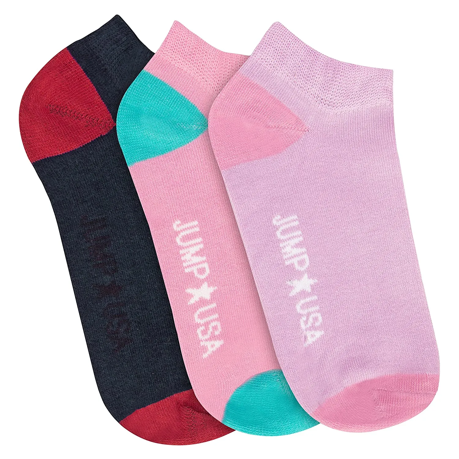 JUMP USA Women's Pack of 3 Ankle length Socks | Women's's Casual Socks for Everyday Wear - Sweat Proof, Quick Dry, Padded for Ex