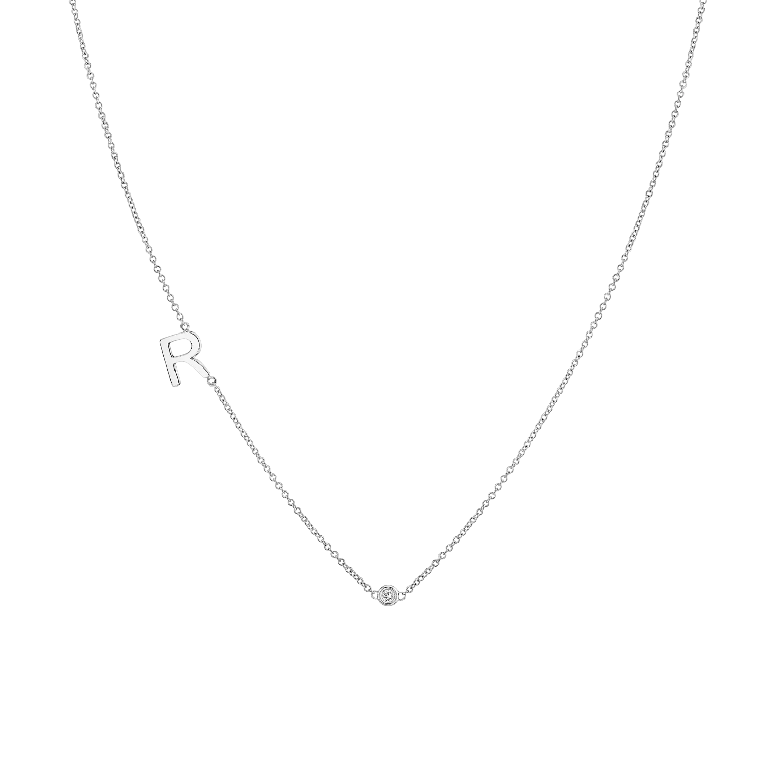 Kids Single Letter Diamond Bezel Necklace