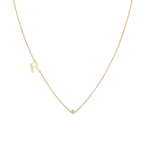 Kids Single Letter Diamond Bezel Necklace