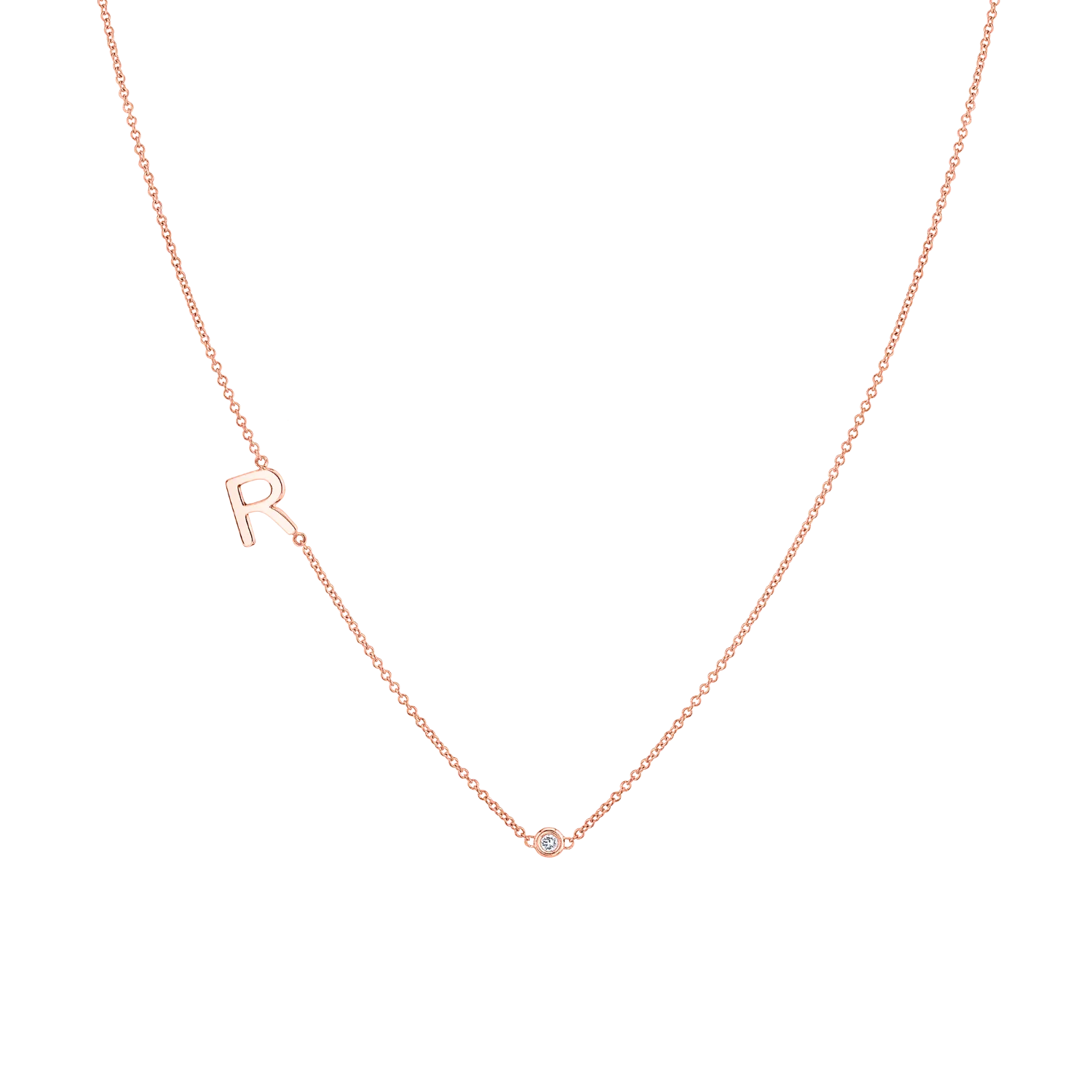 Kids Single Letter Diamond Bezel Necklace