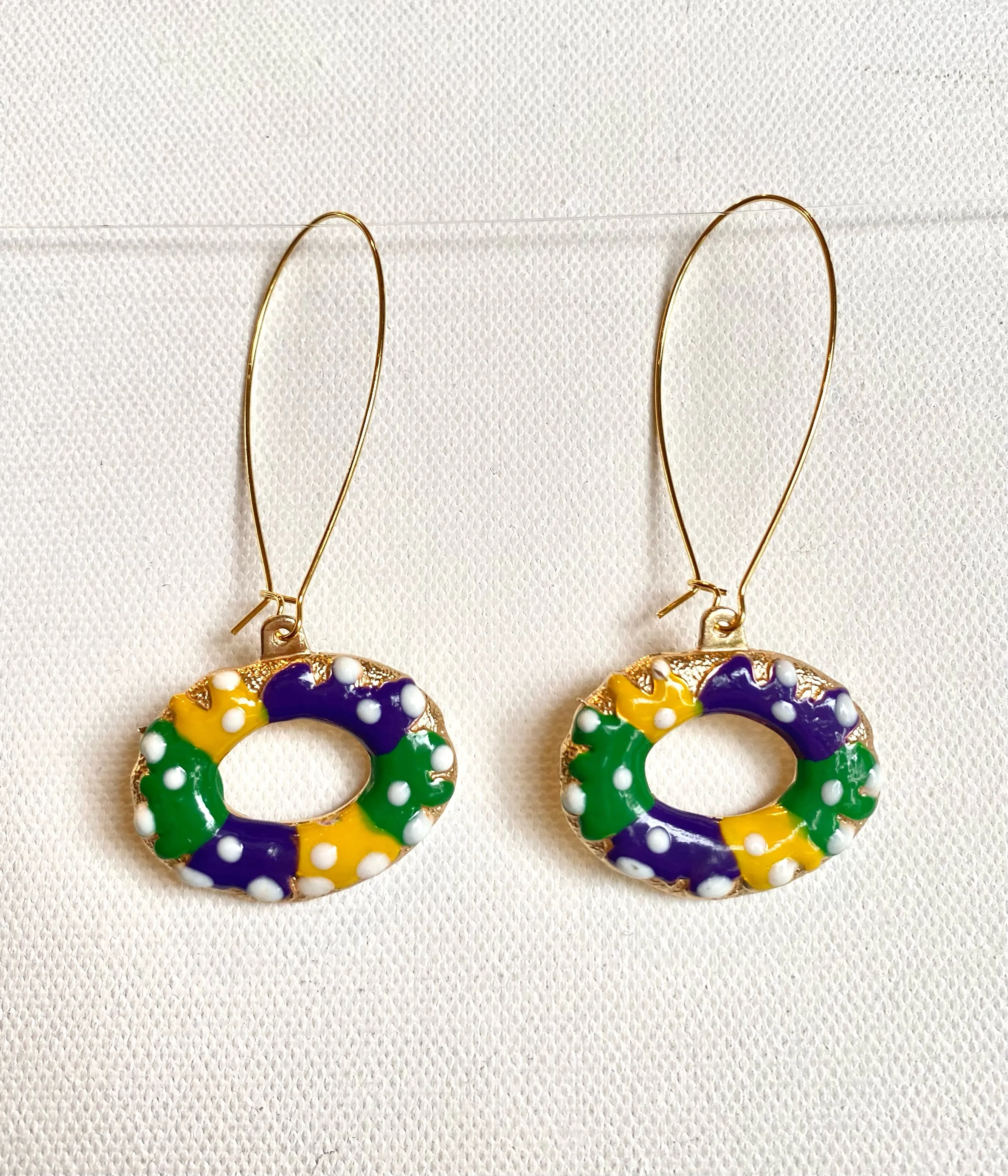 King Cake Mardi Gras Earrings